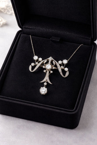 Colgante Antiguo de Diamantes estilo Art Nouveau en Oro. 58 Facettes 50371