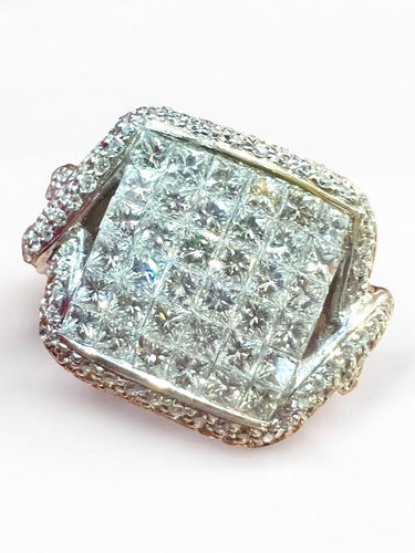 Bague 51 Bague en or blanc 18 ct avec diamants taille princesse 58 Facettes 2640 A