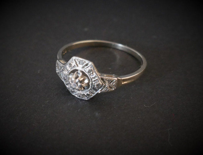 Bague 57 Bague Art Déco Diamants Platine Et Or Blanc 58 Facettes