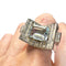 Bague Bague style chevalier en platine avec aigue-marine 58 Facettes CH55