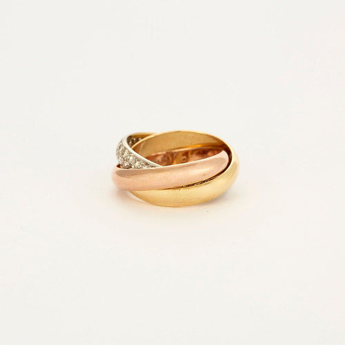 Bague 52 CARTIER - Bague Trinity 1 anneau pavé de diamants 58 Facettes