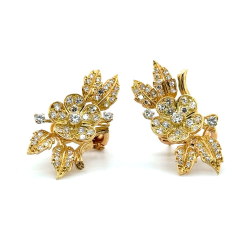 Boucles d'oreilles Boucheron - Boucles d’oreille « Fleur » Or jaune et Diamants 58 Facettes 3007/22