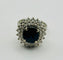 Bague 54 Bague en or blanc avec saphir et diamants 58 Facettes 50313
