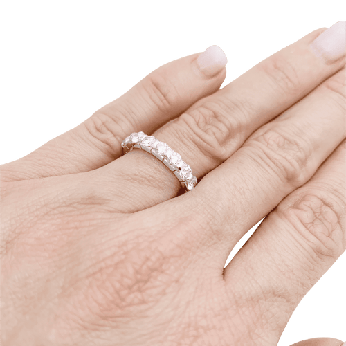 Bague 52 Demi-alliance or blanc et diamants. 58 Facettes 34472