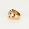 Bague dôme en or jaune, diamant et rubis de synthèse