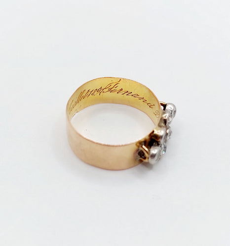 Bague 51.5 Bague jonc victorienne or rose 18k diamants taille ancienne (circa 1897) 58 Facettes A06142