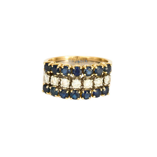 Bague 56 Bague or jaune et gris, saphir et diamants 58 Facettes CHOL0944