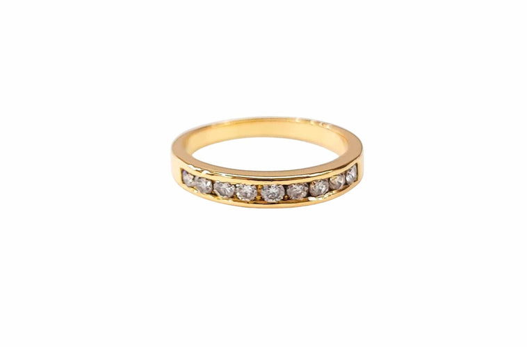 Bague 55 Demi alliance or jaune diamants 58 Facettes Al.Dem.rail.1388