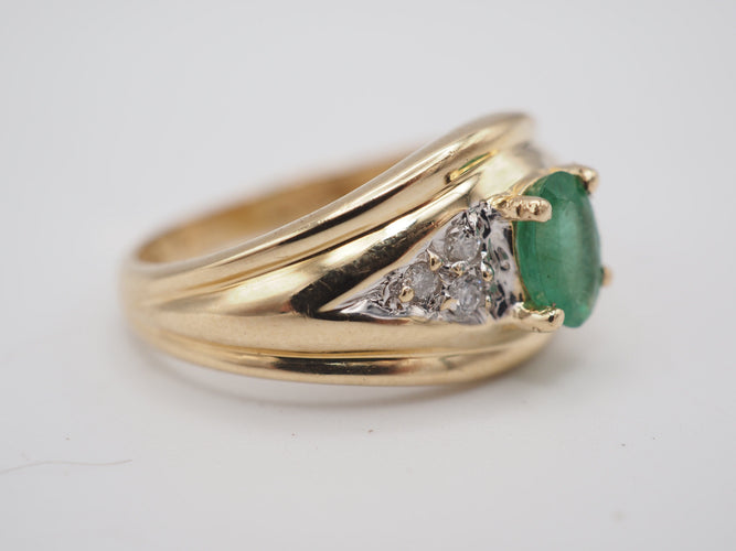 Bague 49 Bague jonc or 750 emeraude 58 Facettes