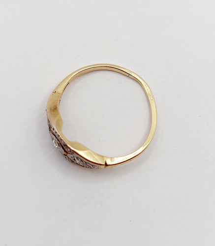 Bague 51 Bague Art Déco or jaune diamants taille rose (circa 1940) 58 Facettes A05973