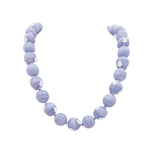 Collier Collier calcédoine, or blanc, diamants. 58 Facettes 34482