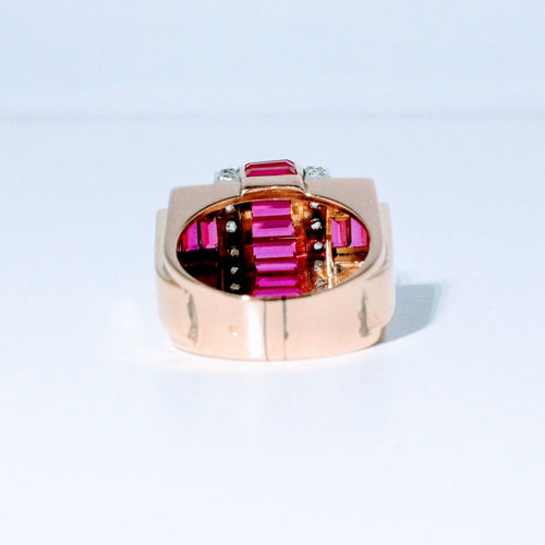 Bague 52 Bague Tank or rose rubis et diamants 58 Facettes 240 400