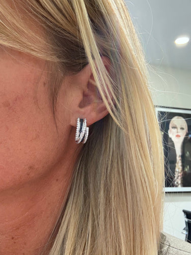 Boucles d'oreilles Boucles d’oreilles or blanc - Saphirs et Diamants 58 Facettes 1.0000398/2