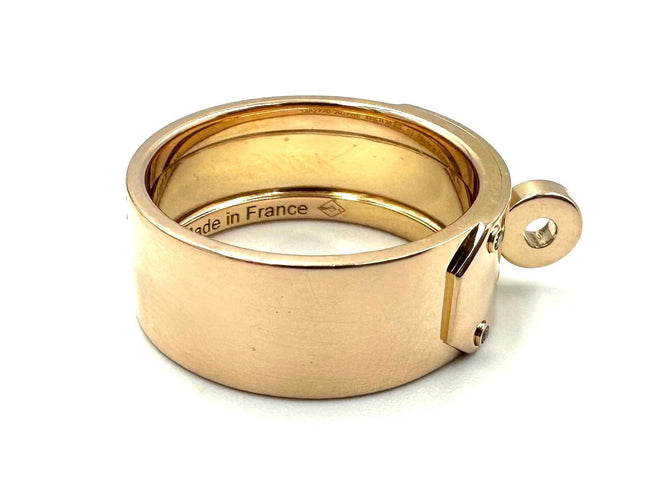 Bague 53 HERMES. Collection "Kelly", bague or rose 18K et diamants 58 Facettes