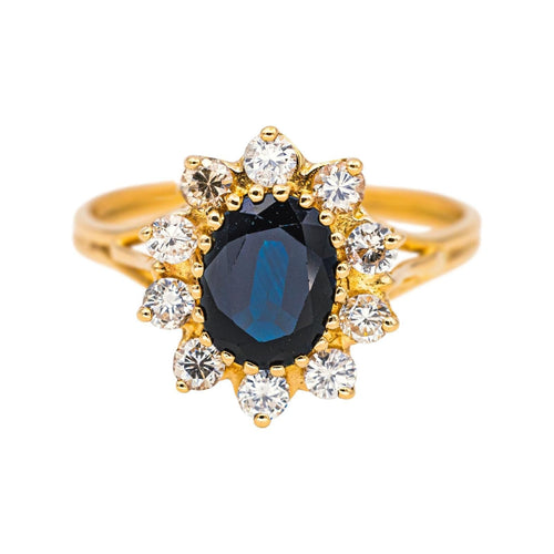 Bague 55 Bague Marguerite  Or jaune Saphir, Diamant 58 Facettes 4712457CN