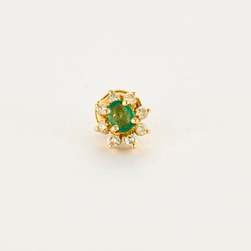 Boucles d'oreilles Boucles d'oreilles marguerites or jaune, émeraude et diamants 58 Facettes 250242