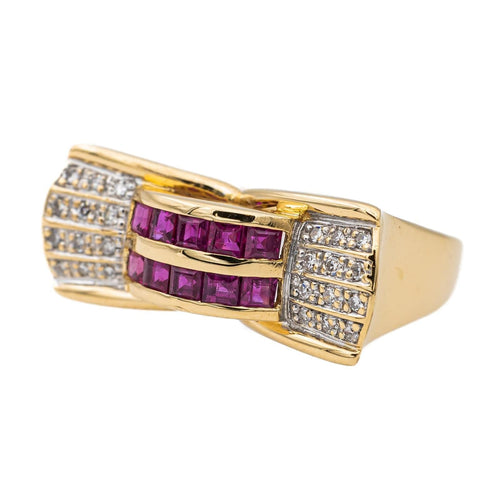 Bague 54 Bague Tank Or jaune Rubis, Diamant 58 Facettes 2820738CN