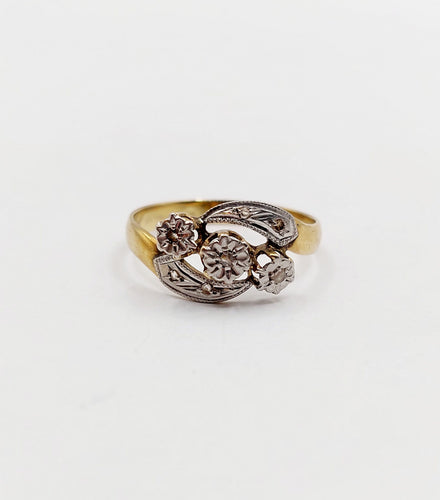 Bague 50.5 Bague or jaune, diamants taille rose (circa 1900) 58 Facettes A06375