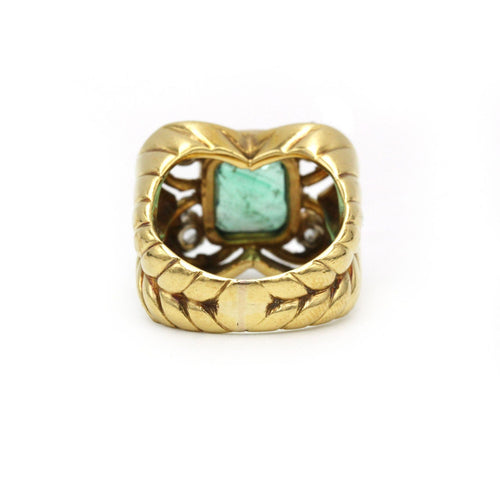 Bague 50 Bague Chevrons - Or jaune, Platine, Emeraude & Diamants 58 Facettes 260051R