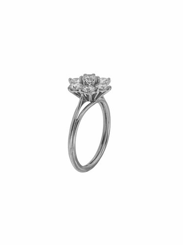 Bague 49 Bague marguerite en or blanc certifiée HRD avec diamants naturels de 1,10 carat 58 Facettes