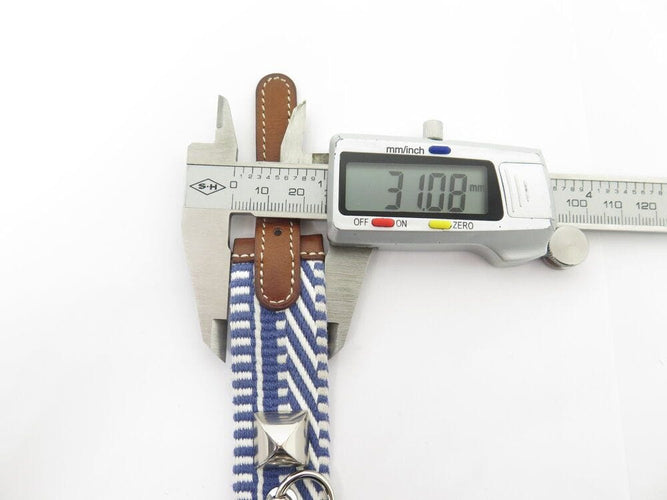 Collier bracelet HERMES rival caval collier de chien cuir barenia toile  rare 58 Facettes 266051