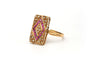 Bague Napoléon III en or jaune 18 carats sertie de rubis et de perles