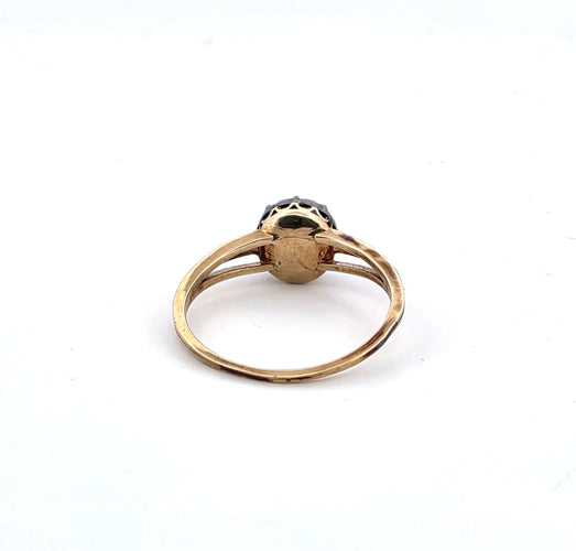 Bague 54 Bague Art Déco en or jaune et argent avec gros diamant 58 Facettes