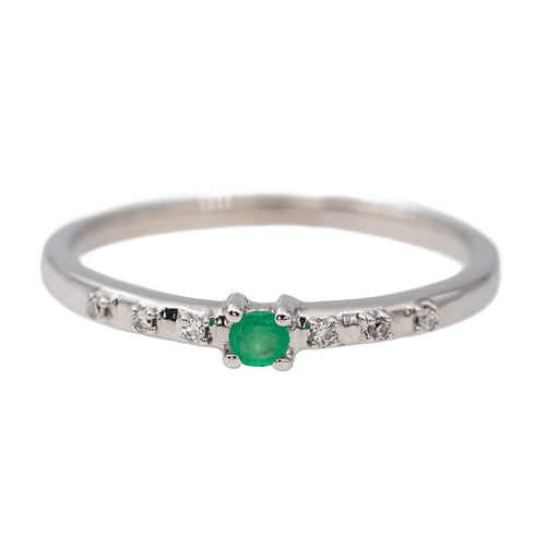 Bague 53 Bague Or blanc Emeraude, Diamant 58 Facettes 2898446CN