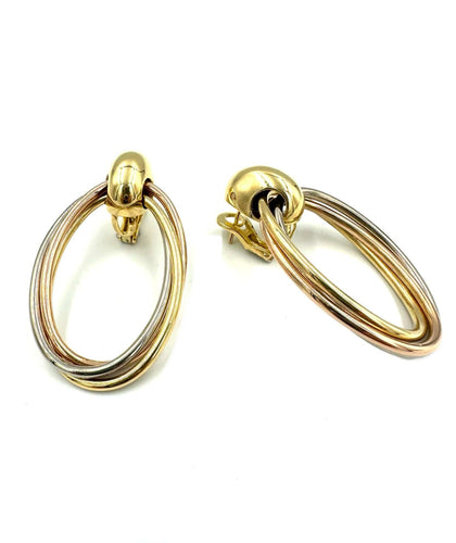 Boucles d'oreilles CARTIER. Boucles d'oreilles vintages 3 ors 18K 58 Facettes