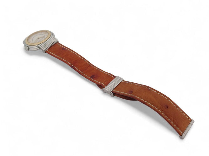 Montre montre BOUCHERON solis or 18k & acier bracelet croco autruche quartz 58 Facettes 270502