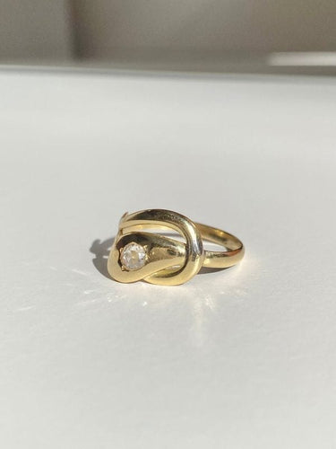 Bague 56 Bague ancienne en or jaune 18k et diamant en forme de serpent 58 Facettes