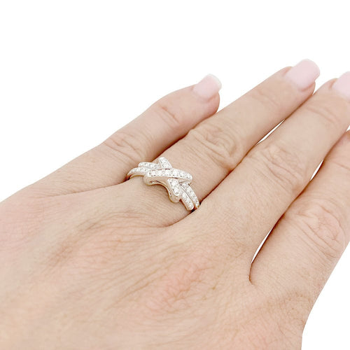 Bague 52 Bague Chaumet "Jeux de Liens" or blanc, diamants. 58 Facettes 33683
