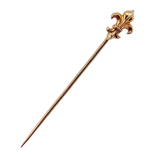 Epingle antique cravate ou foulard or rose fleur de lys (circa 1900)