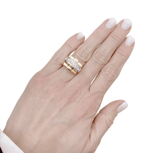 Bague 52 Bague Tank en or jaune, platine, diamants 58 Facettes 34444