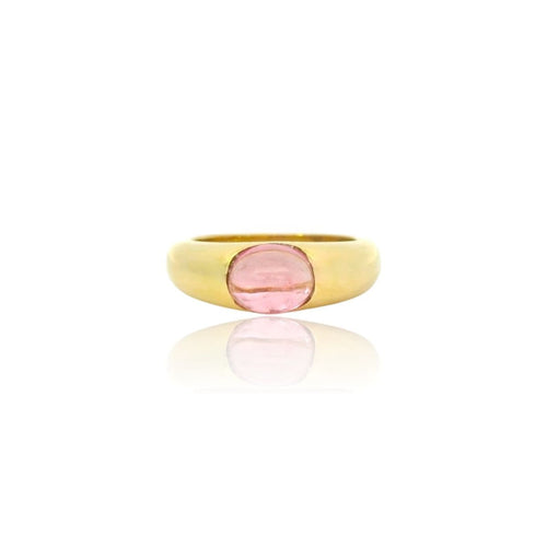 Bague Bague jonc or jaune, cabochon tourmaline rose 58 Facettes