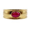 Bague jonc vintage Art Déco or jaune, cabochon de rubis 58 Facettes A06209