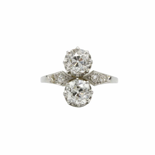 Bague 54 Bague Toi et Moi - Or jaune platine et diamants 58 Facettes 1017