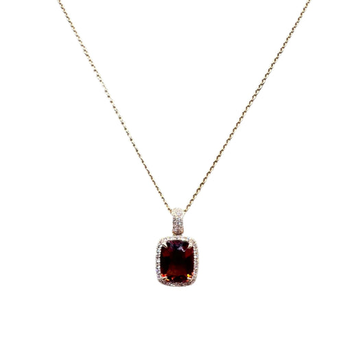Collier Collier en or jaune 18 carats avec citrine mandarine et diamant 58 Facettes