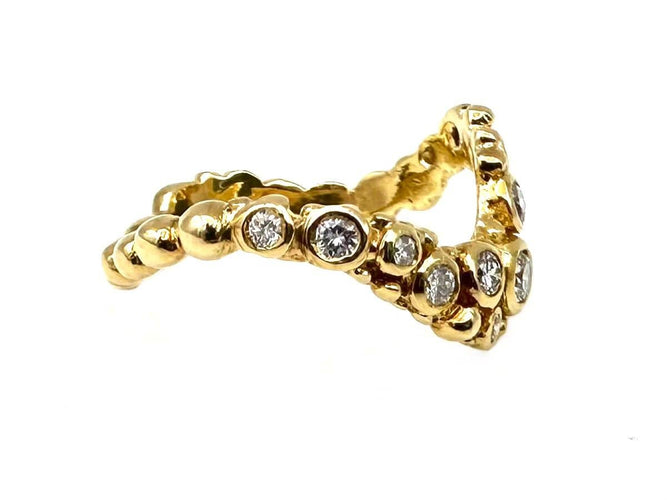 Bague 52 GILBERT ALBERT. Bague or jaune 18K et diamants 58 Facettes