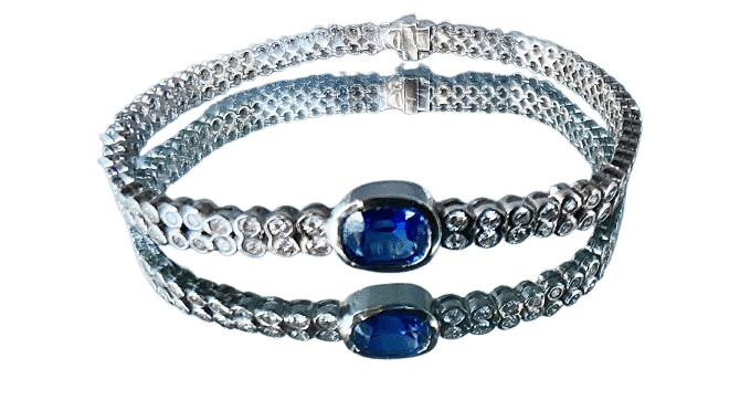 Bracelet Bracelet or blanc saphir et brillants 58 Facettes