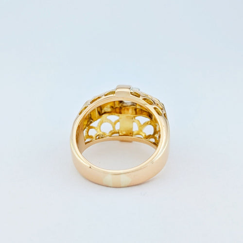 Bague 56 Bague tank ajourée en or jaune et diamant 58 Facettes 33016