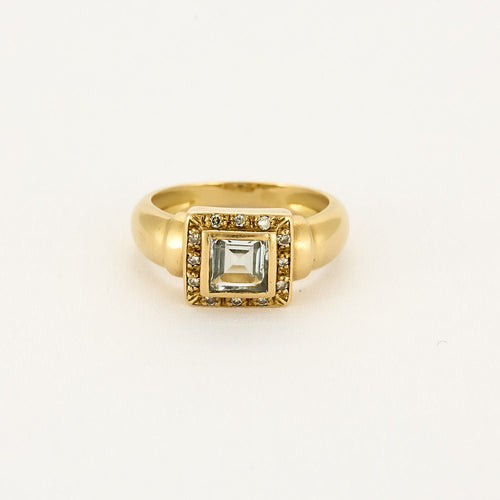 Bague 54 Bague or jaune et aigue-marine 58 Facettes B250188