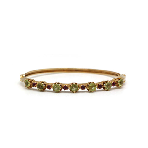 Bracelet Rigide - Or, Péridots et Rubis