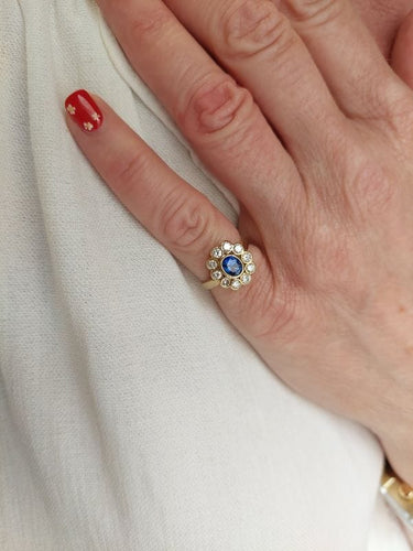 Bague 51 BAGUE MARGUERITE SAPHIR ET DIAMANTS 58 Facettes 088041