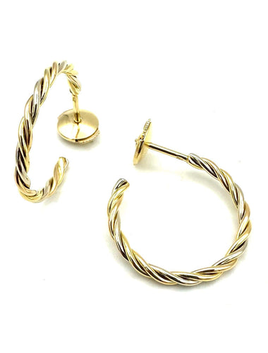 Boucles d'oreilles CARTIER. Collection "Trinity", créoles 3 ors torsadées 58 Facettes