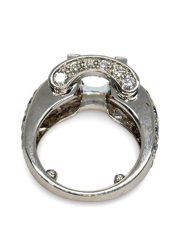 Bague 49 Bague Eternité Mauboussin or blanc aigue-marine saphirs et diamants 58 Facettes 863