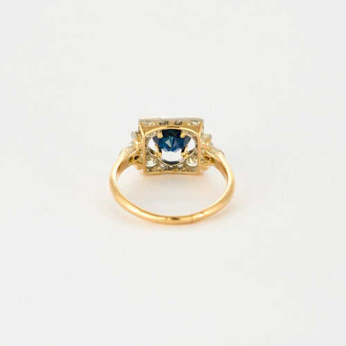 Bague 56 Bague ancienne or et platine, saphir 1 carat et diamants. 58 Facettes