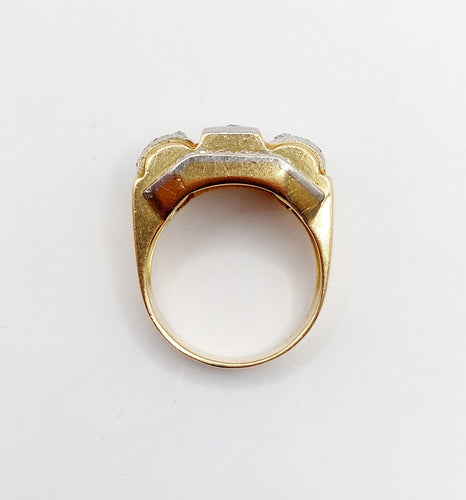 Bague 55 Bague tank art deco or jaune 18k et platine ornée de diamants 58 Facettes A04969