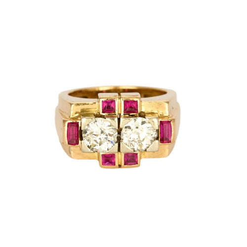 Bague 52 Bague Tank or blanc et or jaune, diamants 58 Facettes 250017