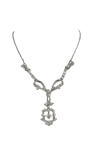 Collier Collier Art Nouveau en or blanc 18k et diamants 58 Facettes
